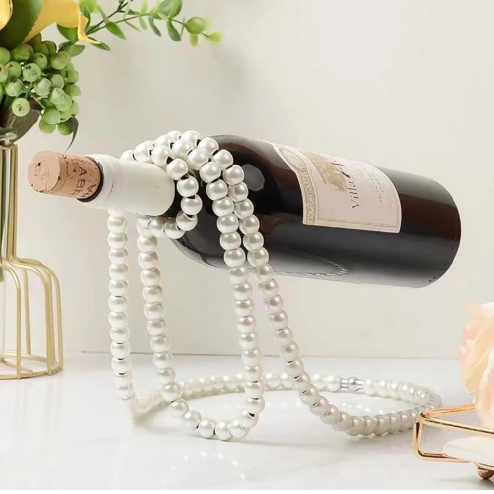 Resin Pearl Necklace Floating Wine Rack, Wine Bottle Holder